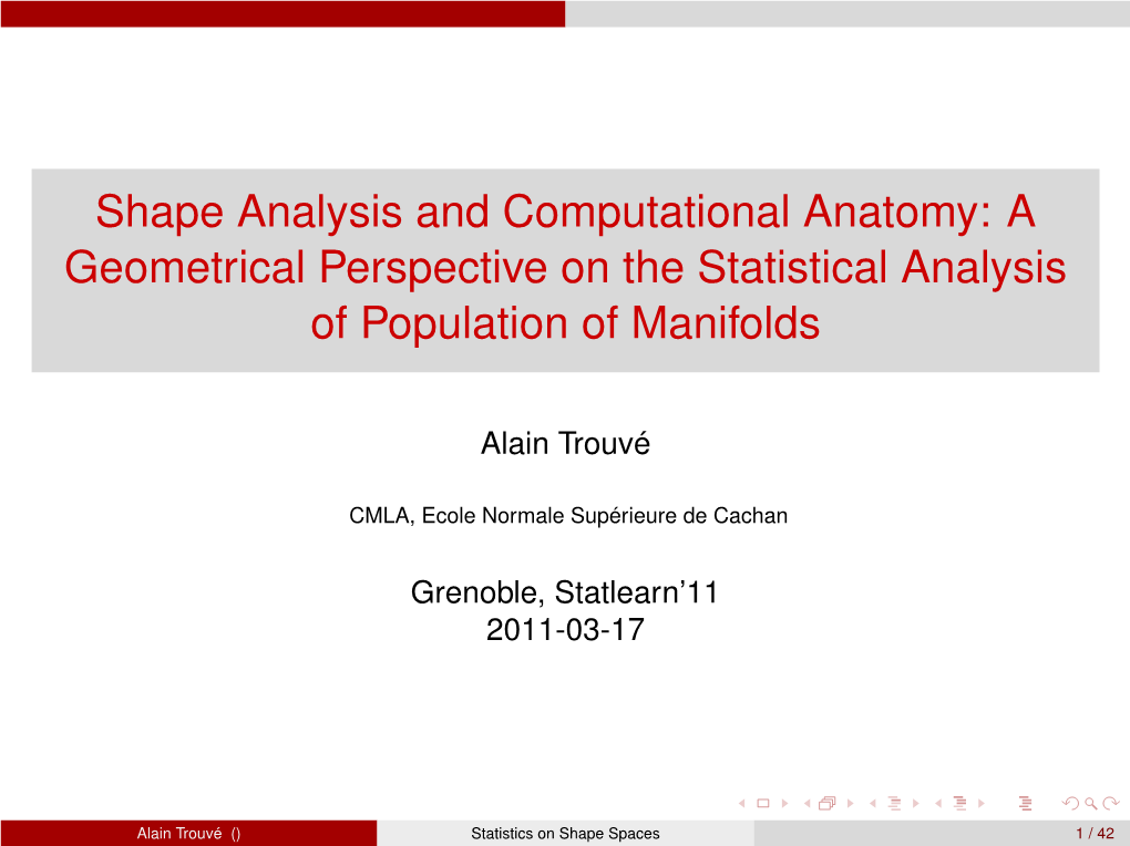 Shape Analysis and Computational Anatomy: a Geometrical Perspective on the Statistical Analysis of Population of Manifolds