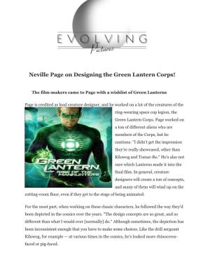 Neville Page on Designing the Green Lantern Corps!