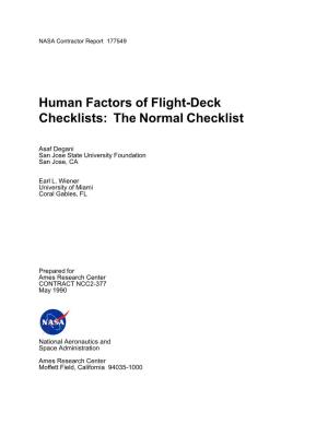 Human Factors of Flight-Deck Checklists: the Normal Checklist