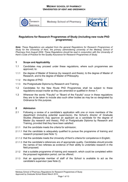 Regulations for the Degree of Master by Research and Thesis