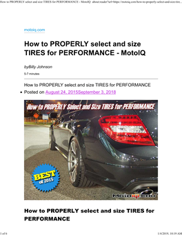 TIRES!!! This Is Because Your Car Can Only Perform As Well As the Capability of Its Tires