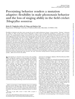 Flexibility in Male Phonotaxis Behavior and the Loss of Singing Ability In