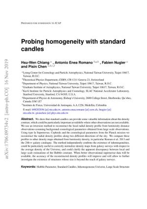 Probing Homogeneity with Standard Candles