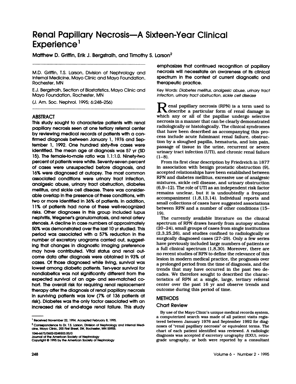 Renal Papillary Necrosis-A Sixteen-Year Clinical 1