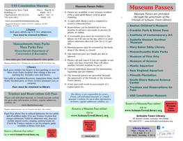 Museum Passes Policy Charlestown Navy Yard Nov 1 - March 31 Museum Passes