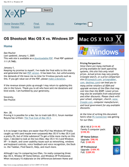 Mac OS X Vs. Windows XP