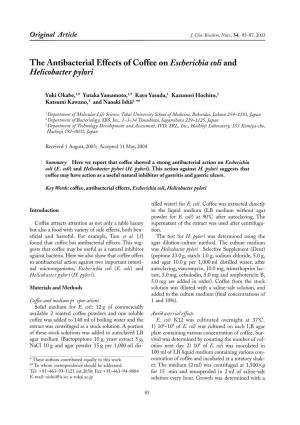 The Antibacterial Effects of Coffee on Escherichia Coli and Helicobacter Pylori