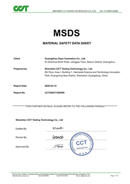 Material Safety Date Sheet