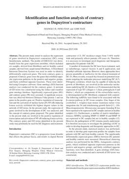 Identification and Function Analysis of Contrary Genes in Dupuytren's Contracture