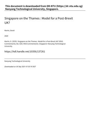 Singapore on the Thames : Model for a Post‑Brexit UK?