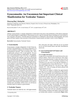 Gynecomastia: an Uncommon but Important Clinical Manifestation for Testicular Tumors