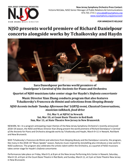 NJSO Presents World Premiere of Richard Danielpour Concerto Alongside Works by Tchaikovsky and Haydn