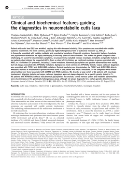 Clinical and Biochemical Features Guiding the Diagnostics in Neurometabolic Cutis Laxa