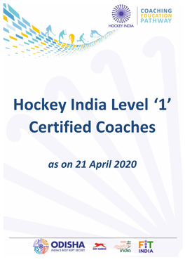 Hockey India Level '1' Certified Coaches