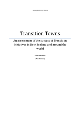 Transition Towns an Assessment of the Success of Transition Initiatives in New Zealand and Around the World