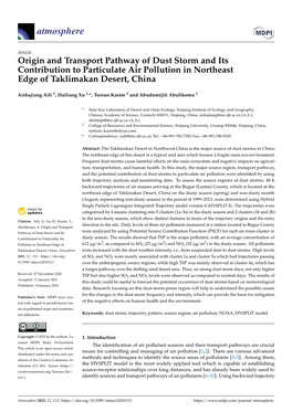 Origin and Transport Pathway of Dust Storm and Its Contribution to Particulate Air Pollution in Northeast Edge of Taklimakan Desert, China