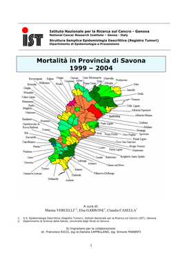 Mortalità in Provincia Di Savona 1999 – 2004