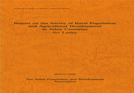 Report on the Survey of Rural Population and Agricultural Development in Asian Countries �Sri Lanka 