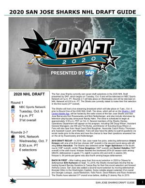 2020 San Jose Sharks Nhl Draft Guide