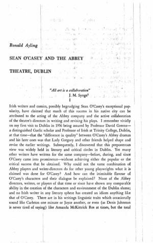 Ronald Ayling SEAN O'casey and the ABBEY « THEATRE, DUBLIN