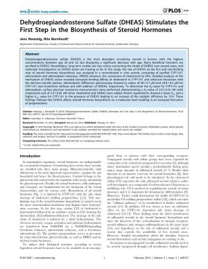 Dehydroepiandrosterone Sulfate (DHEAS) Stimulates the First Step in the Biosynthesis of Steroid Hormones