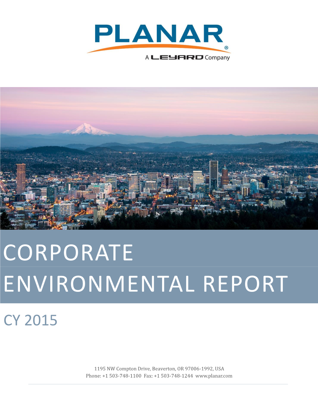 Corporate Environmental Report Cy 2015