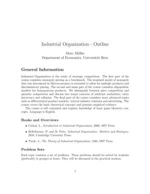 Industrial Organization - Outline