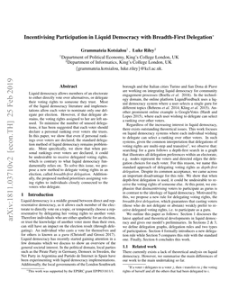 Arxiv:1811.03710V2 [Econ.TH] 25 Feb 2019 Or Trust the Knowledge of Another Voter More Than Their Own, Racy and Gives Our Model’S Preliminaries