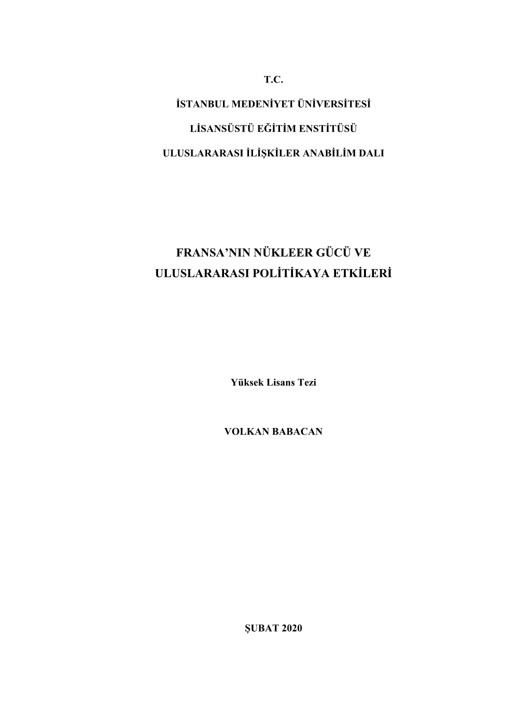 Fransa'nin Nükleer Gücü Ve Uluslararasi Politikaya