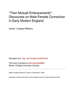 Their Mutuall Embracements": Discourses on Male-Female Connection in Early Modern England