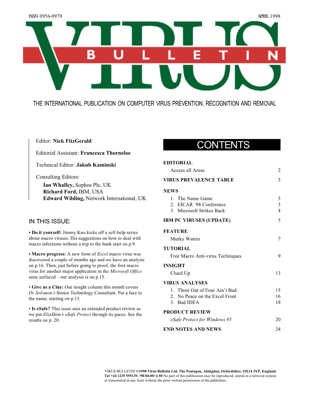 Virus Bulletin, April 1998