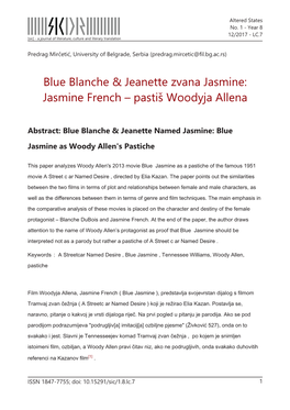 Blue Blanche & Jeanette Zvana Jasmine: Jasmine French – Pastiš
