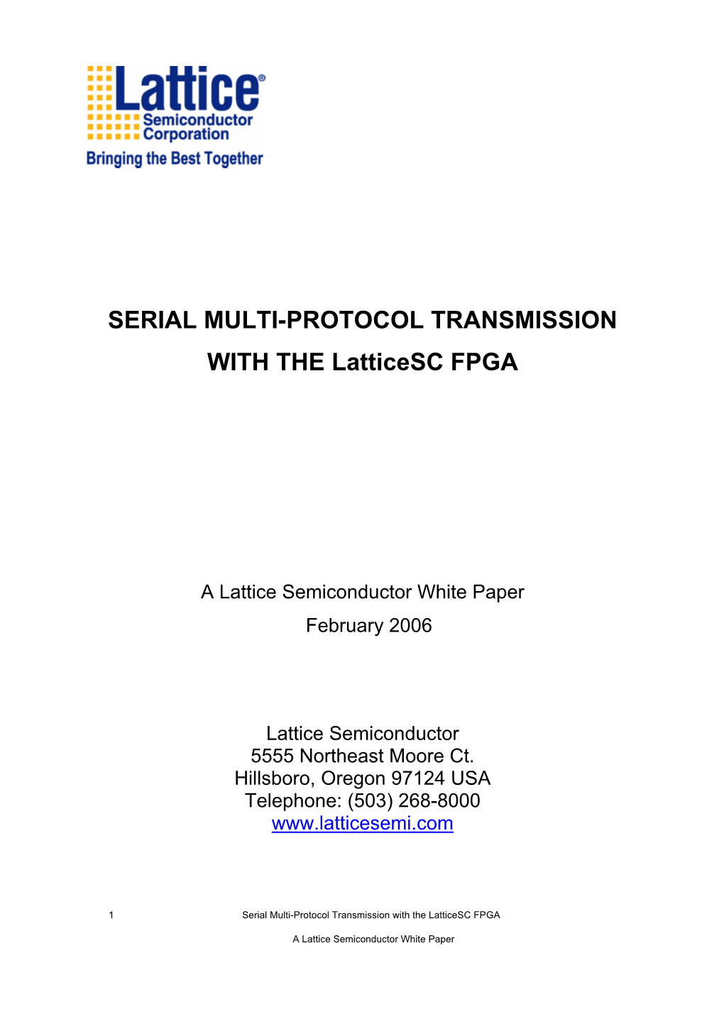 Serial Multiprotocol Transmission with the Latticesc FPGA