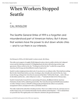 When Workers Stopped Seattle 7/21/19, 10�59 AM When Workers Stopped Seattle