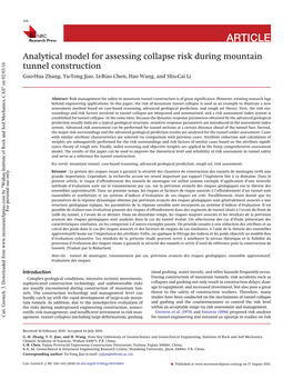 Analytical Model for Assessing Collapse Risk During Mountain Tunnel Construction Guo-Hua Zhang, Yu-Yong Jiao, Li-Biao Chen, Hao Wang, and Shu-Cai Li