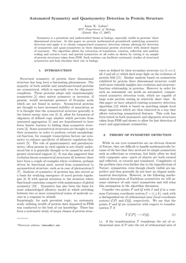 Automated Symmetry and Quasisymetry Detection in Protein Structure