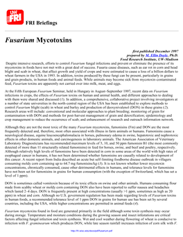 Fusarium Mycotoxins