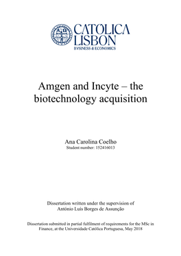 Amgen and Incyte – the Biotechnology Acquisition