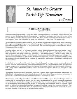 St. James the Greater Parish Life Newsletter Fall 2012