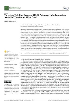 Targeting Toll-Like Receptor (TLR) Pathways in Inflammatory Arthritis