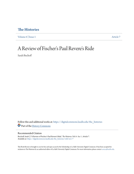 A Review of Fischer's Paul Revere's Ride Sarah Bischoff