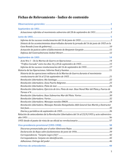 Fichas De Relevamiento - Índice De Contenido