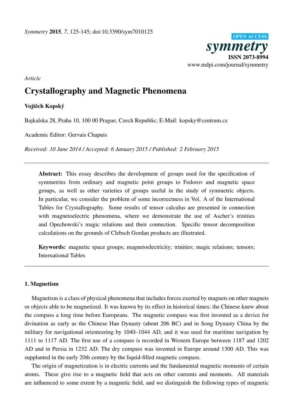 Crystallography and Magnetic Phenomena