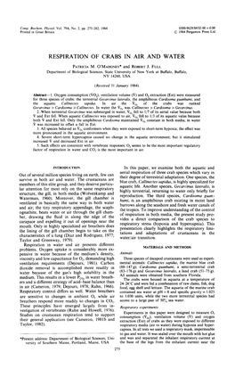 Respiration of Crabs in Air and Water