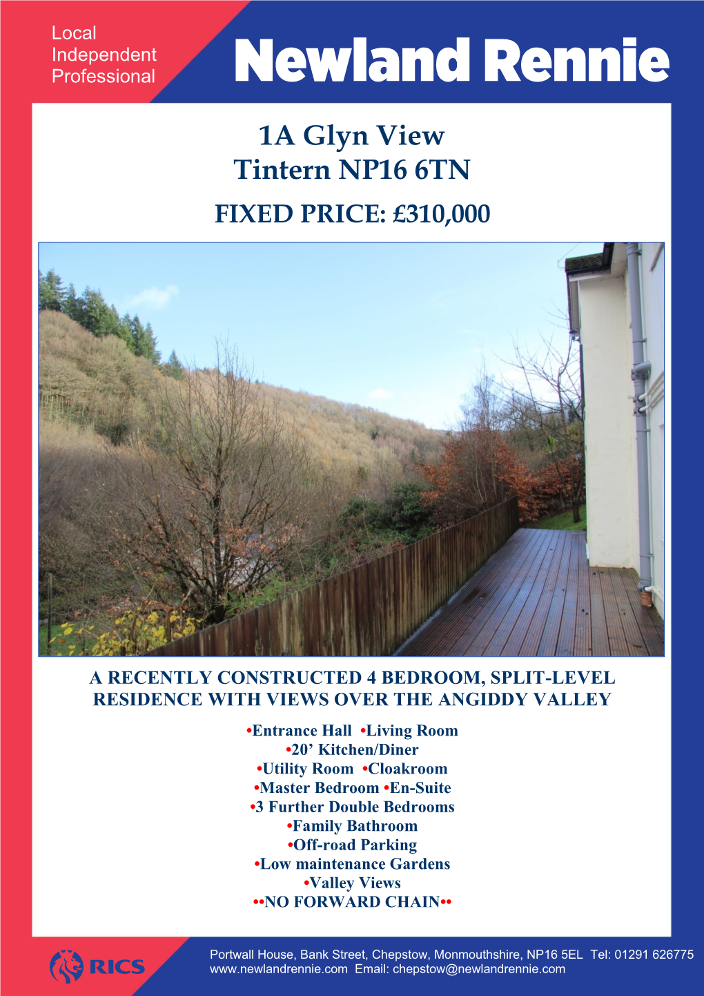 1A Glyn View Tintern NP16 6TN FIXED PRICE: £310,000