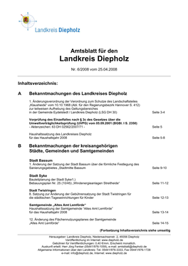 Amtsblatt Für Den Landkreis Diepholz