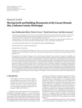 Moving Earth and Building Monuments at the Carson Mounds Site, Coahoma County, Mississippi