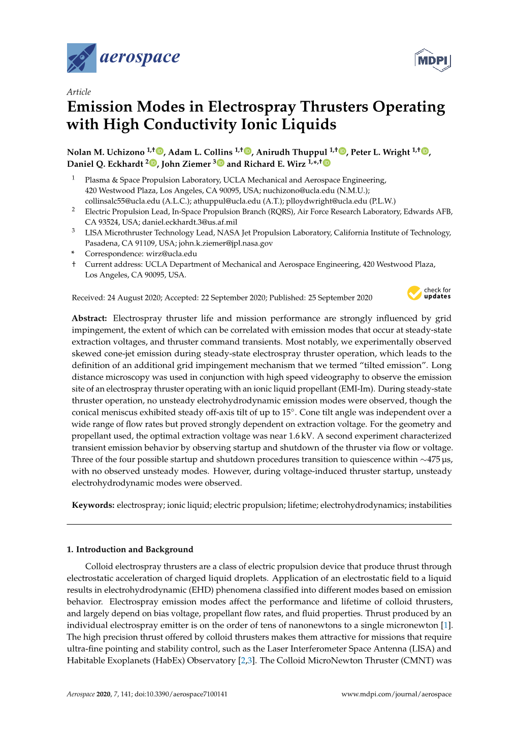 Emission Modes in Electrospray Thrusters Operating with High Conductivity Ionic Liquids