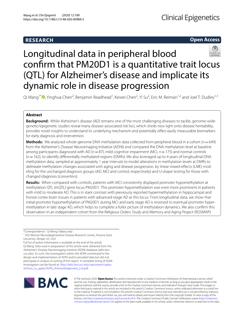 Longitudinal Data in Peripheral Blood Confirm That PM20D1 Is A