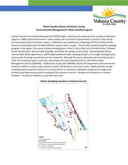 Water Quality History of Volusia County Environmental Management’S Water Quality Program